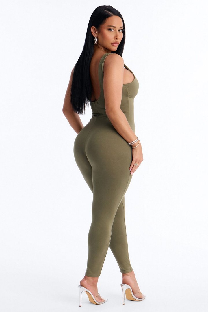 Malia Built In Bra Catsuit - Olive