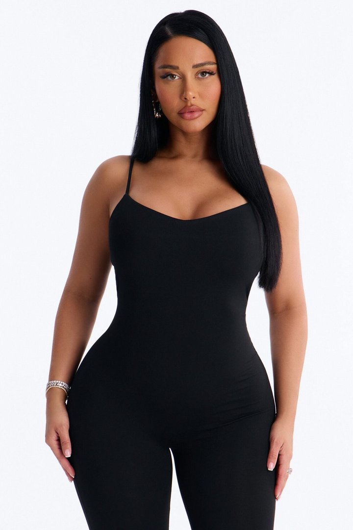 Marina Built In Bra Cami Catsuit - Black