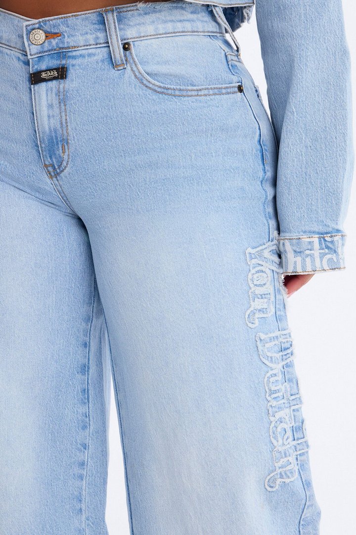 Von Dutch Fray Wide Leg Jeans - Light Wash