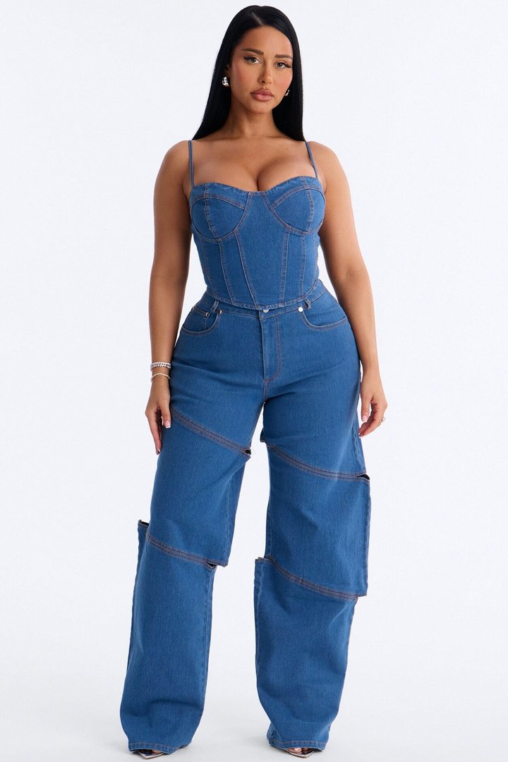 Jenny Denim Pant Set - Light Wash
