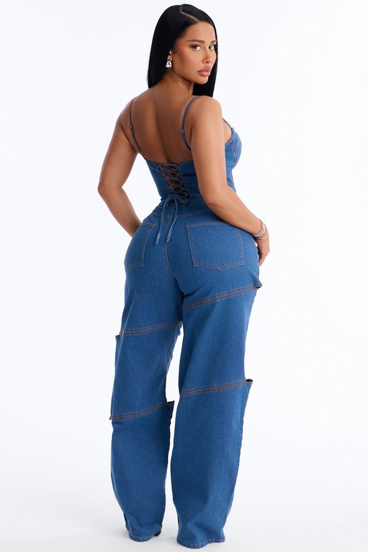 Jenny Denim Pant Set - Light Wash