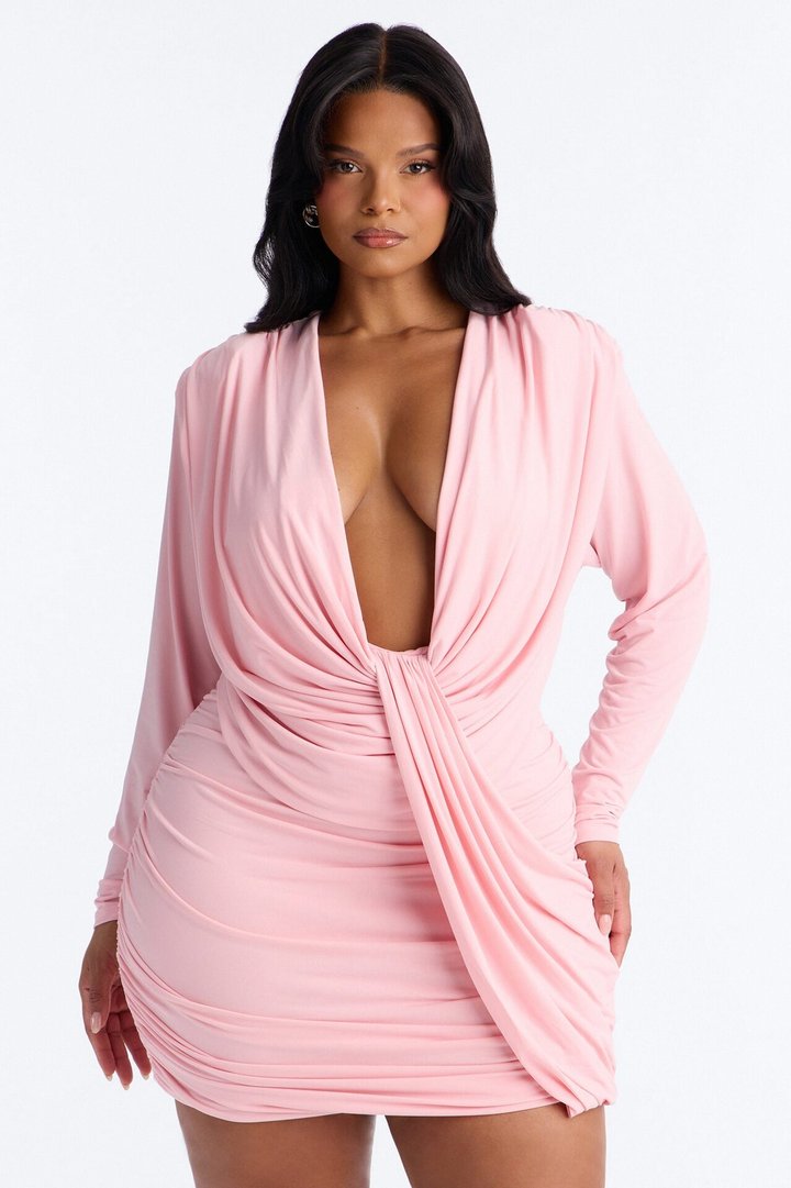 Cupids Sin Long Sleeve Jersey Mini Dress - Pink