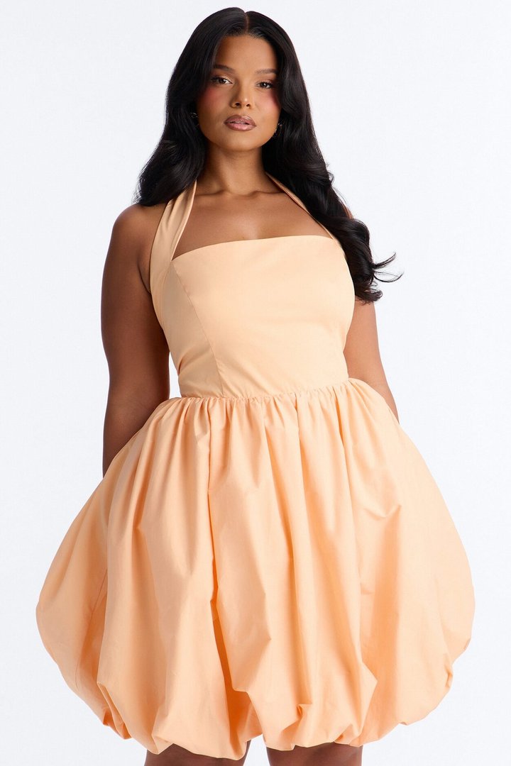 Lori Cutie Poplin Midi Dress - Peach