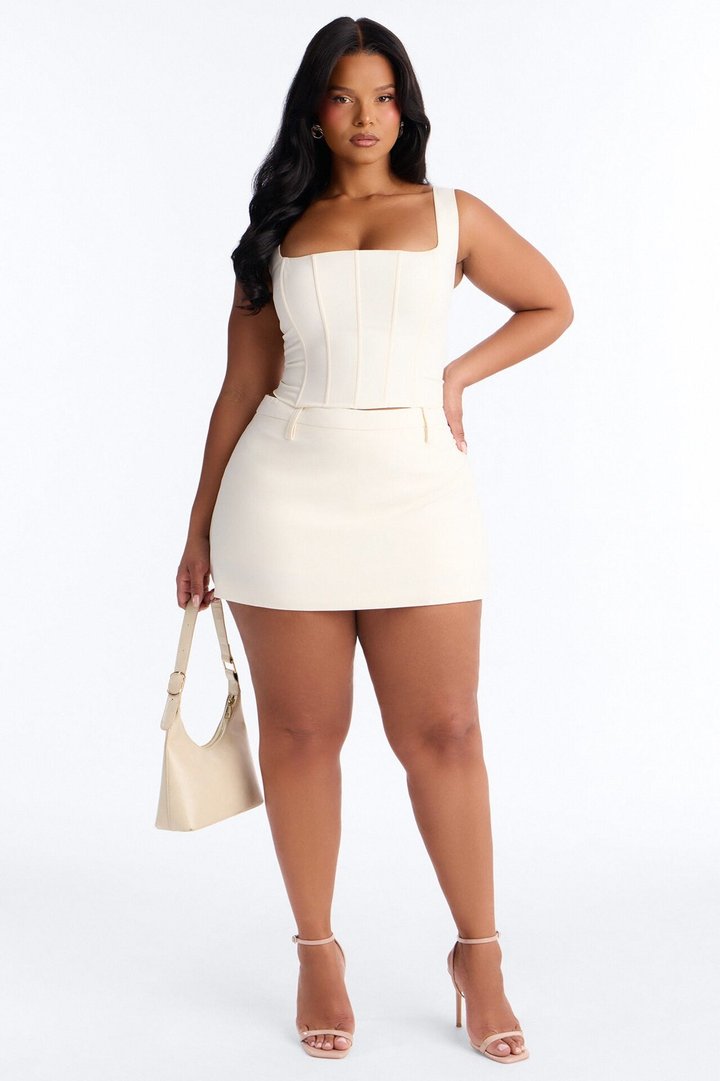 The Natasha Corset Skort Set - Cream