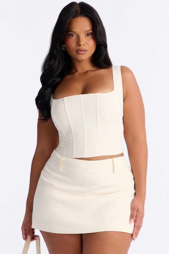 The Natasha Corset Skort Set - Cream