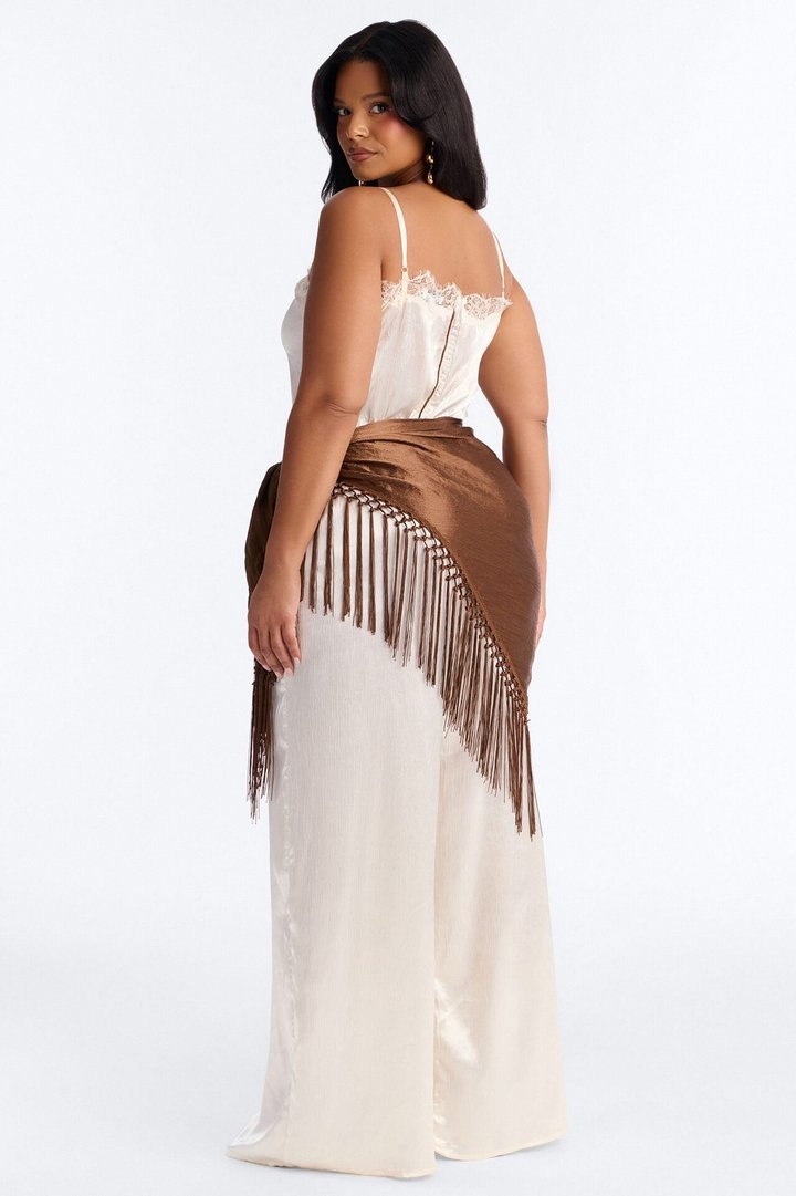 Elsa Satin Waist Scarf Jumpsuit - Ivory
