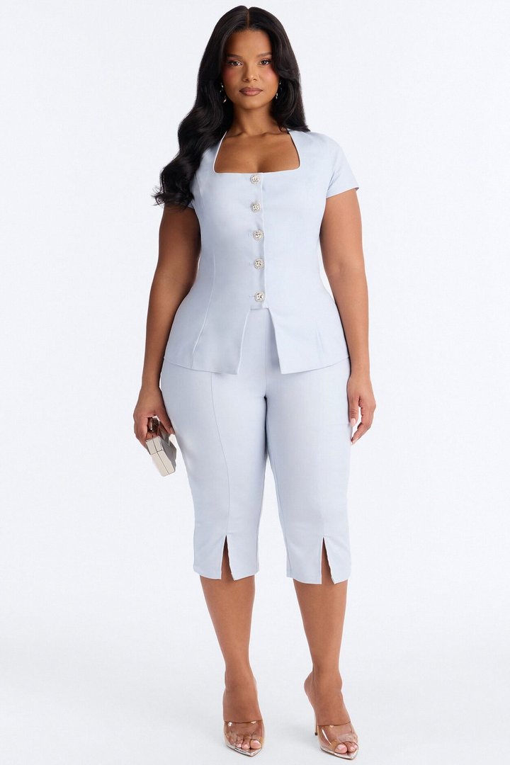 Claire Capri Pant Set - Light Blue