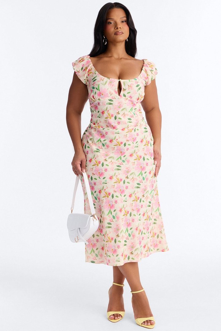 Christie Floral Midi Dress - Pink/combo