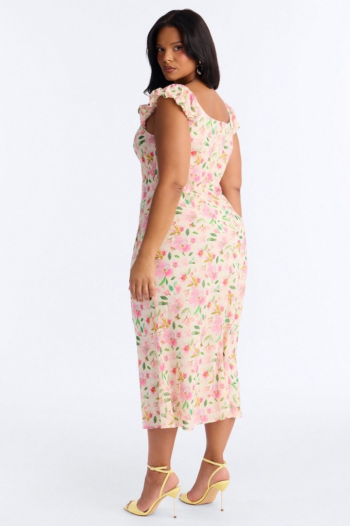 Christie Floral Midi Dress - Pink/combo