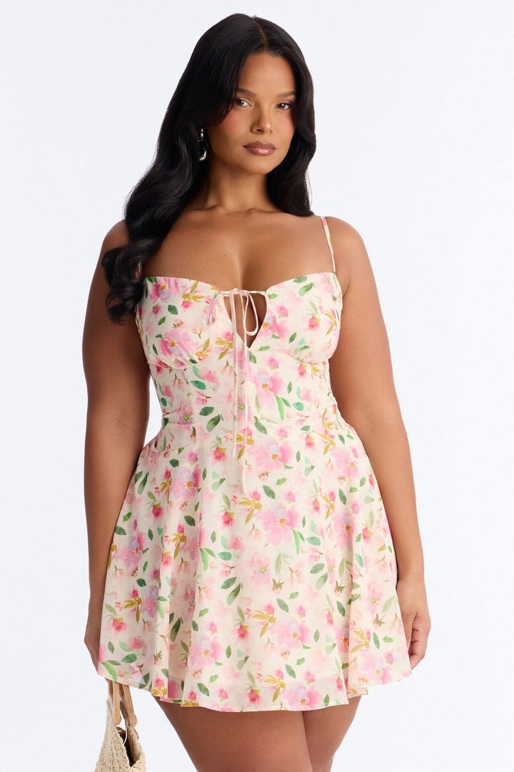 Christie Floral Mini Dress - Pink/combo
