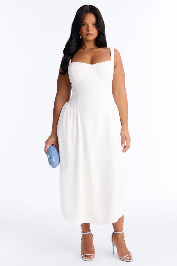 Sheri Crepe Midi Dress - White
