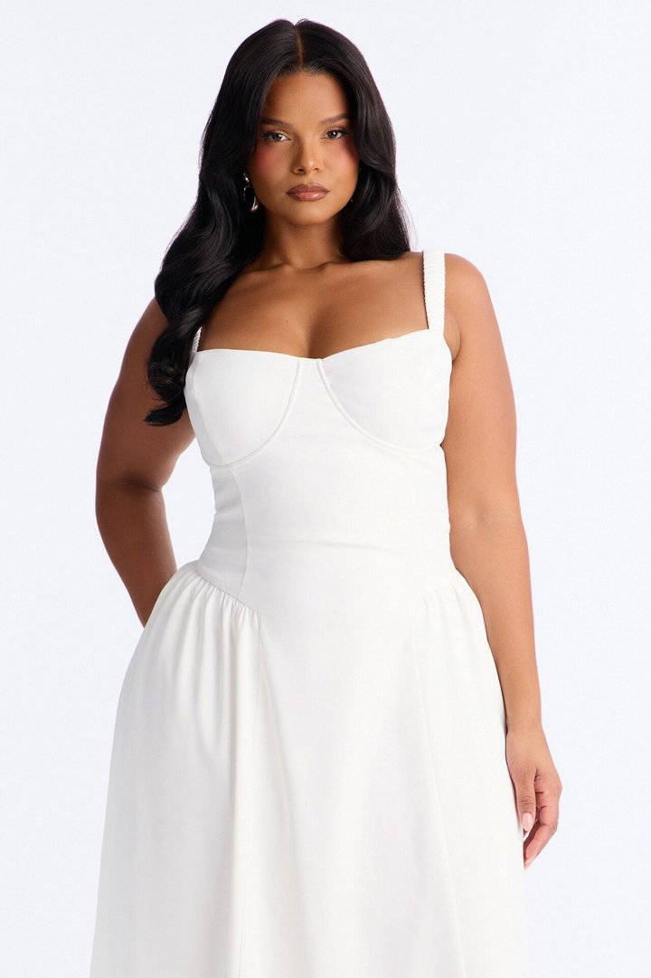 Sheri Crepe Midi Dress - White