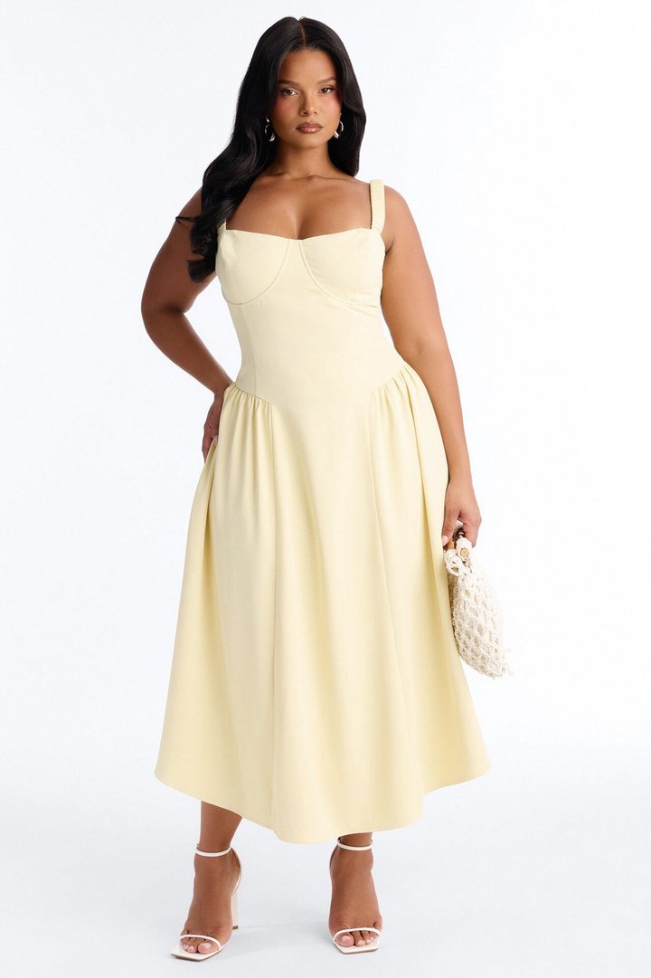 Sheri Crepe Midi Dress - Yellow