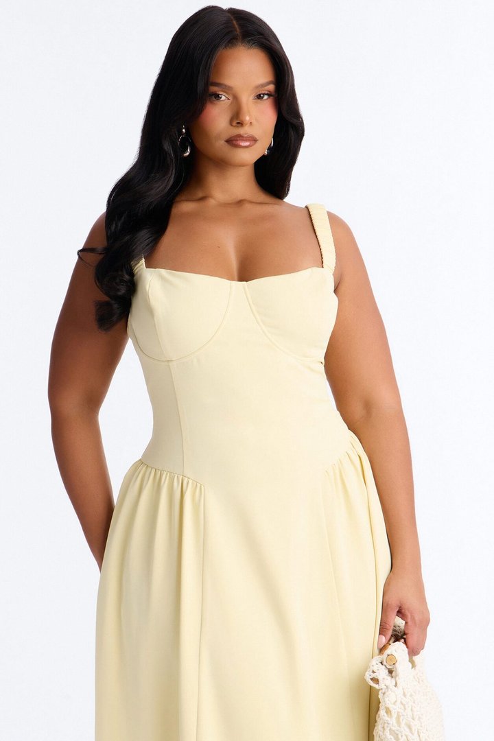 Sheri Crepe Midi Dress - Yellow