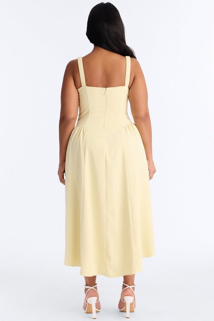 Sheri Crepe Midi Dress - Yellow