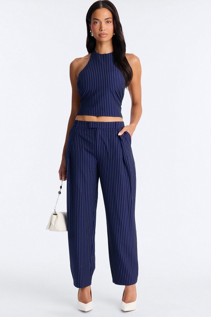 Victoria Pinstripe Barrel Pant Set - Navy/combo