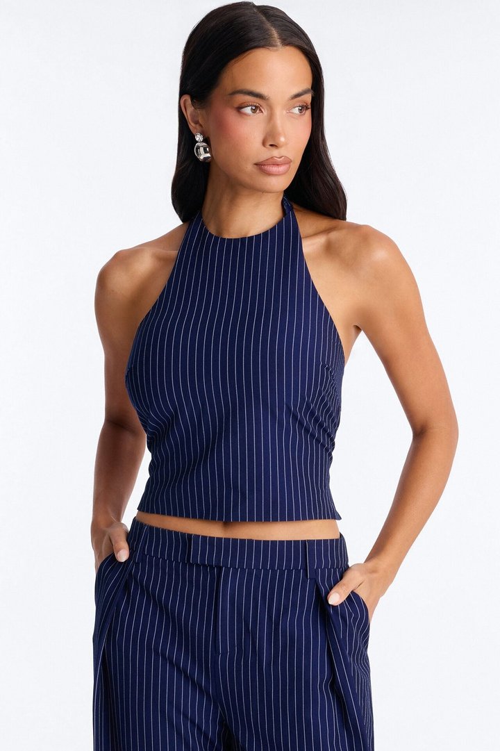Victoria Pinstripe Barrel Pant Set - Navy/combo