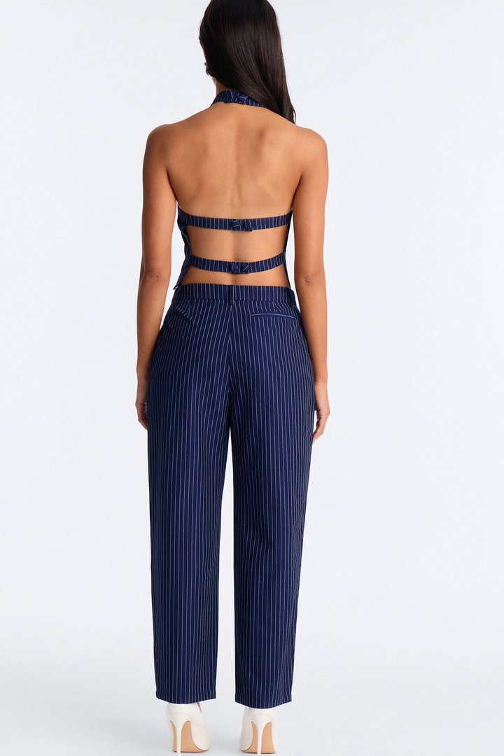 Victoria Pinstripe Barrel Pant Set - Navy/combo