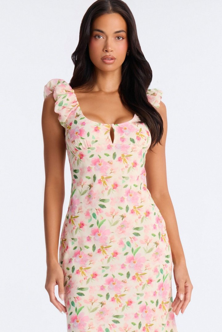 Christie Floral Midi Dress - Pink/combo