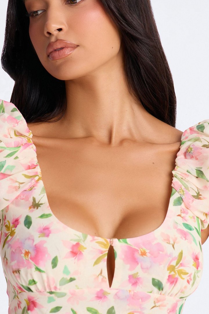 Christie Floral Midi Dress - Pink/combo