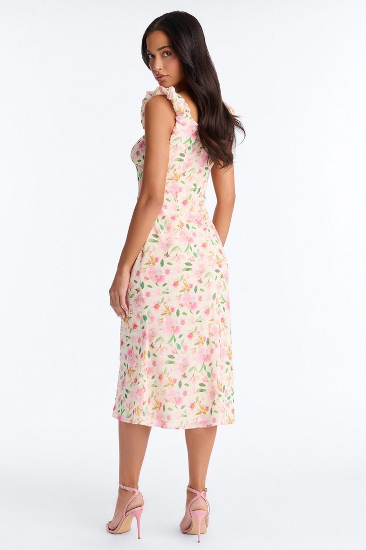 Christie Floral Midi Dress - Pink/combo