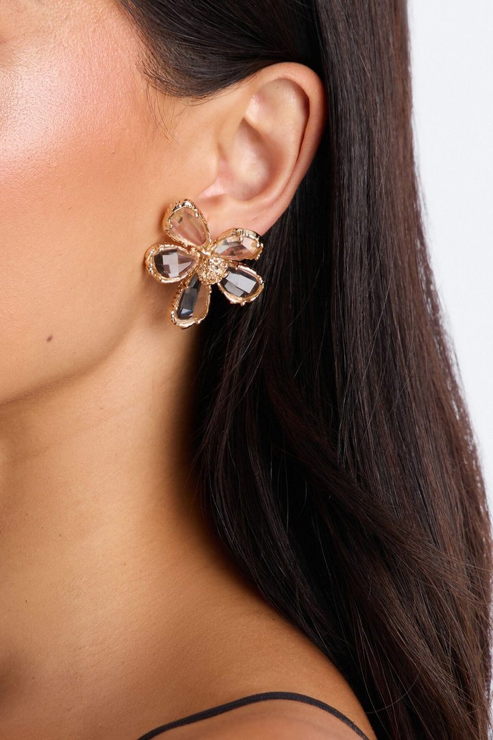 Poppy Floral Earrings - Gold