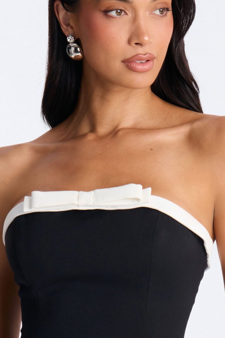 Sheri Crepe Micro Mini Skirt Set - Black/White
