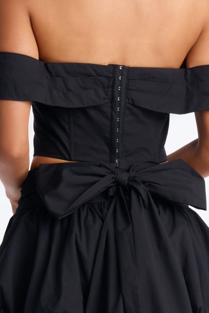 Lori Cutie Poplin Corset Top - Black