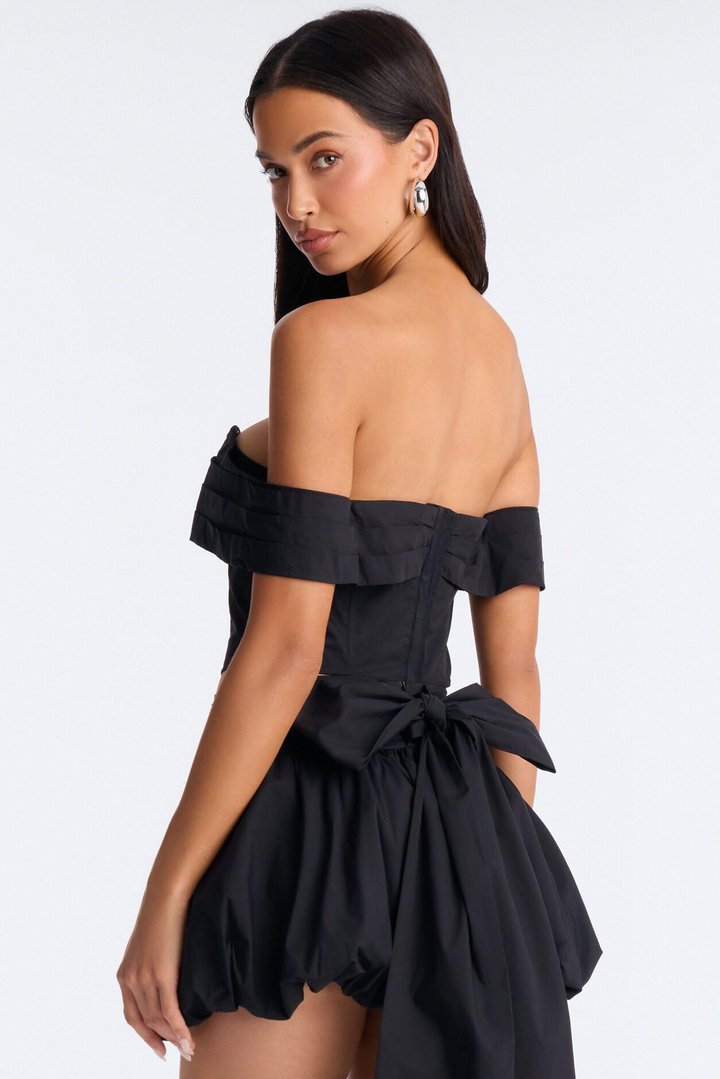 Lori Cutie Poplin Corset Top - Black