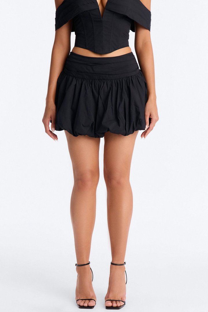 Lori Cutie Poplin Micro Mini Skirt - Black
