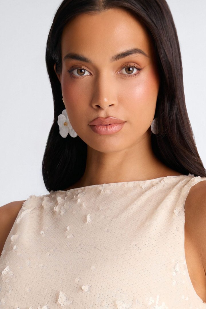 Isla Paillette Sequin Maxi Dress - Cream