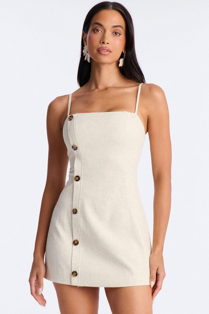 Leah Linen Mini Dress - Cream
