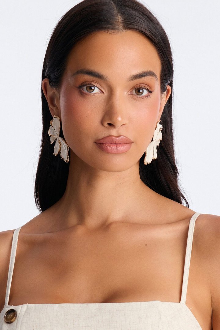 Garden Elegance Drop Earrings - White