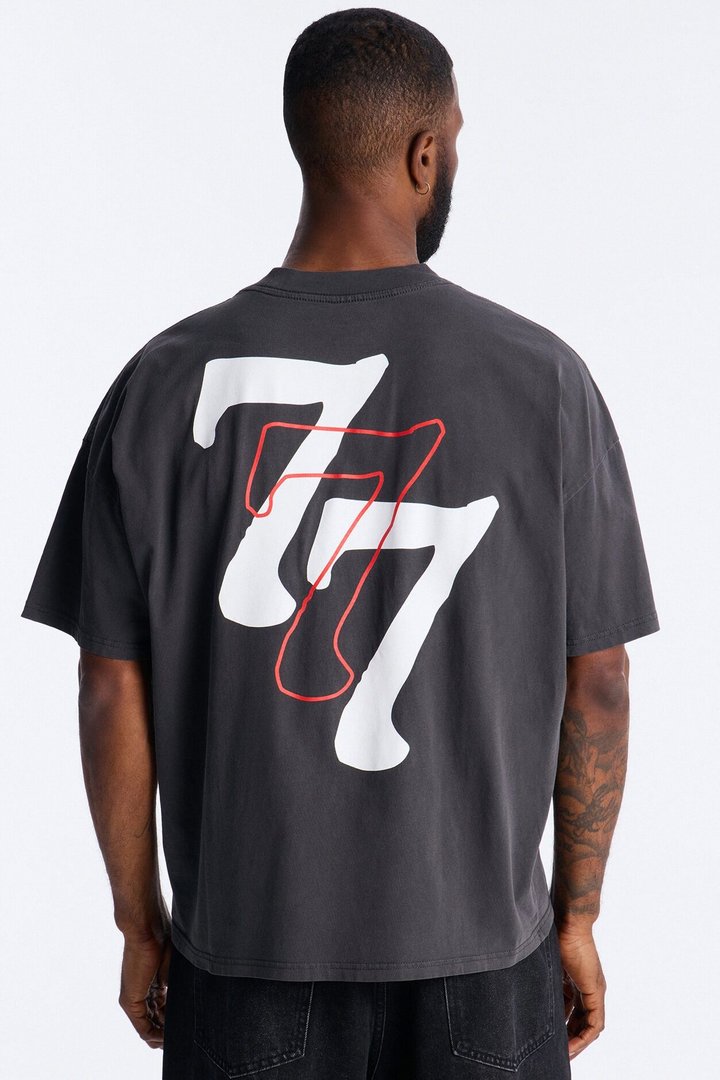 Runnin On Instinct 777 Vintage Boxy Short Sleeve Tee - Black Wash
