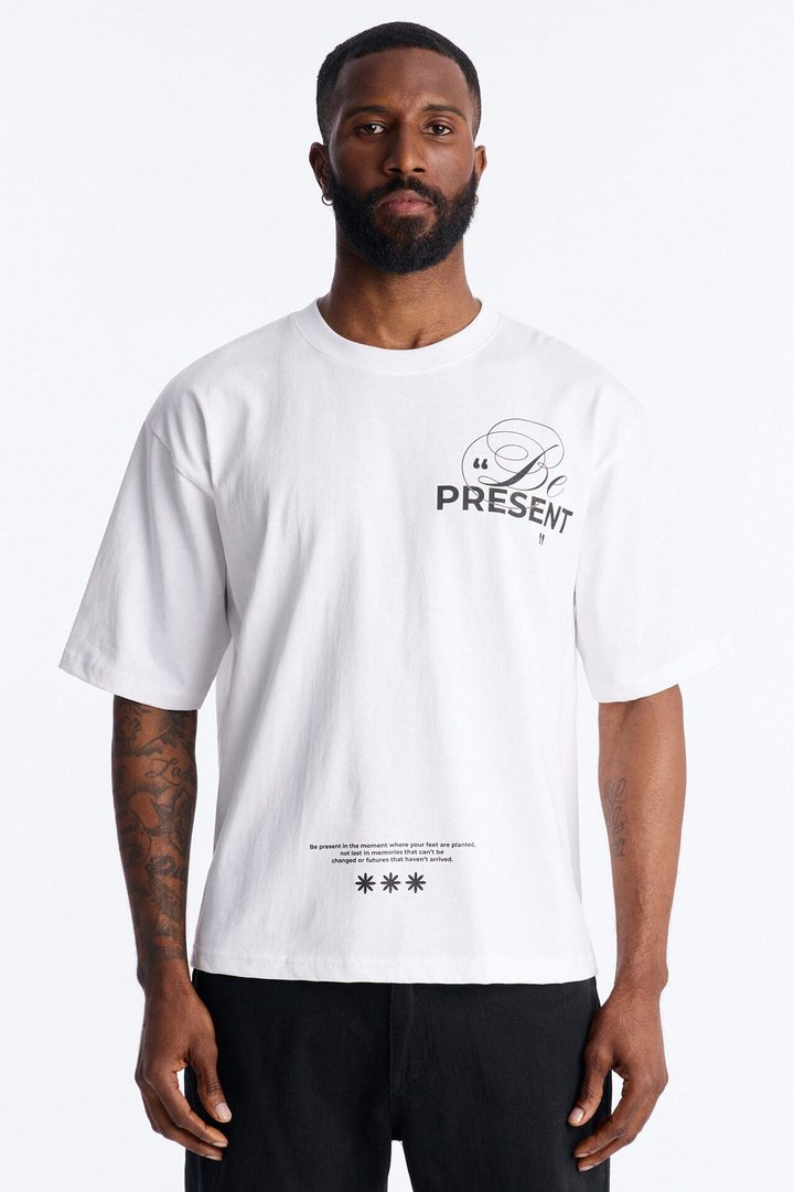 Be Present Boxy Short Sleeve Tee - White