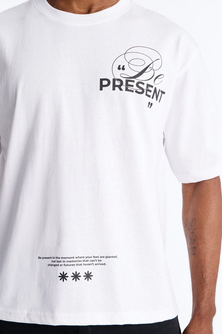 Be Present Boxy Short Sleeve Tee - White
