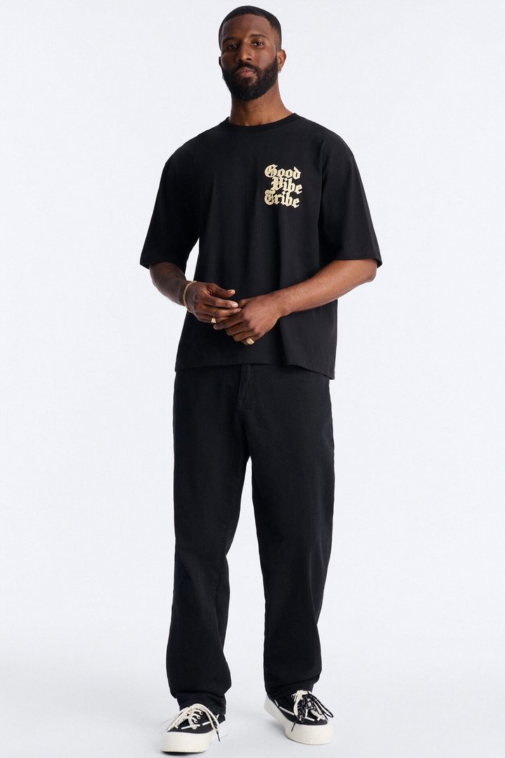 Good Vibe Tribe Boxy Short Sleeve Tee - Black