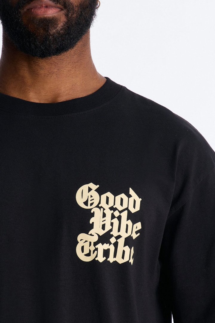 Good Vibe Tribe Boxy Short Sleeve Tee - Black