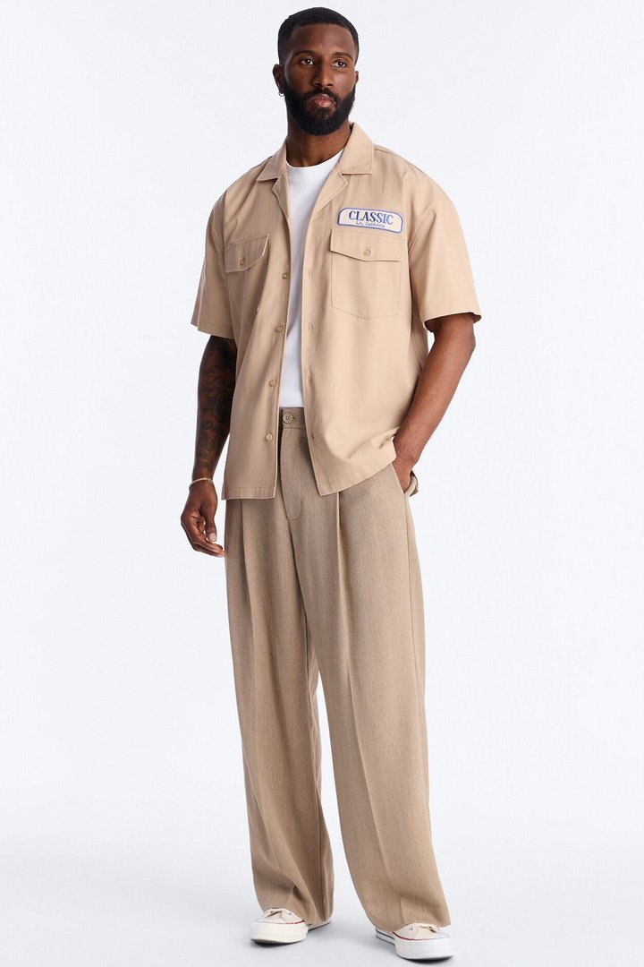 Classic Mechanic Button Up Shirt - Tan