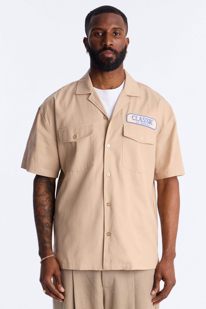 Classic Mechanic Button Up Shirt - Tan