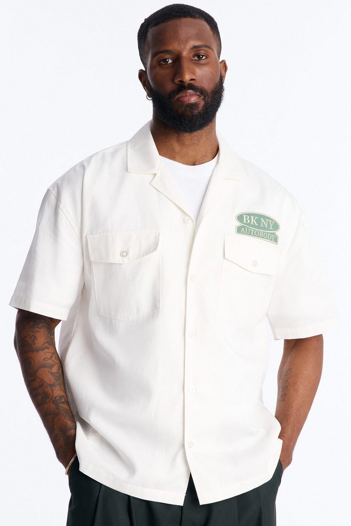 Double Patch Mechanic Shirt - White