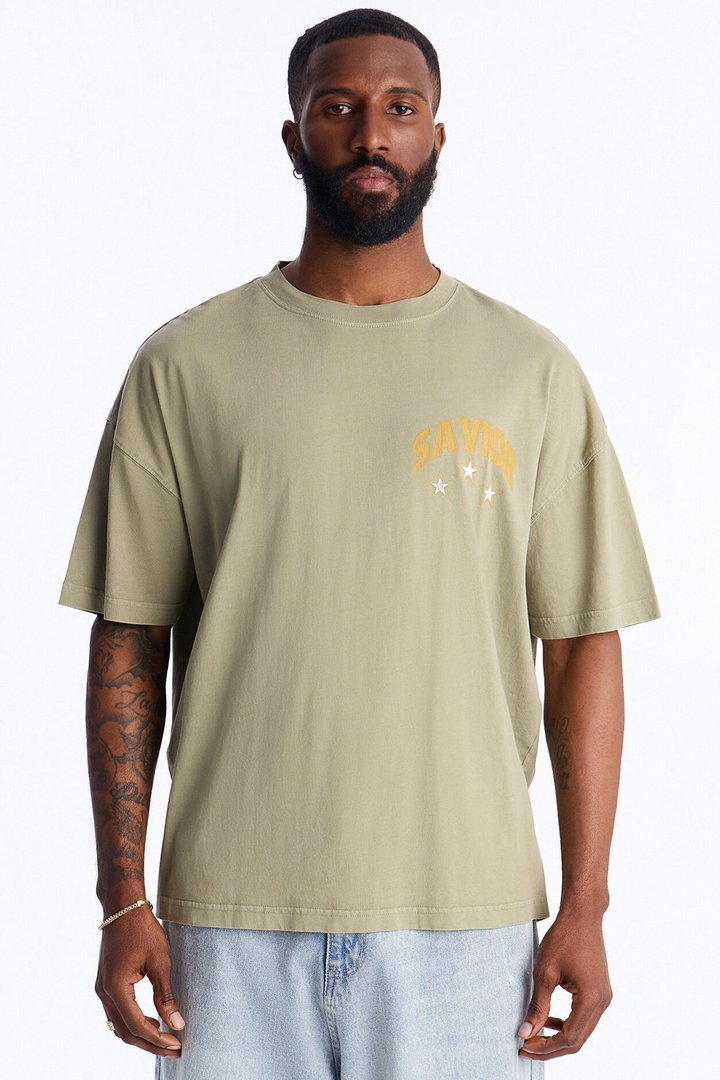 Our Savior Jesus Oversized Short Sleeve Tee - Olive