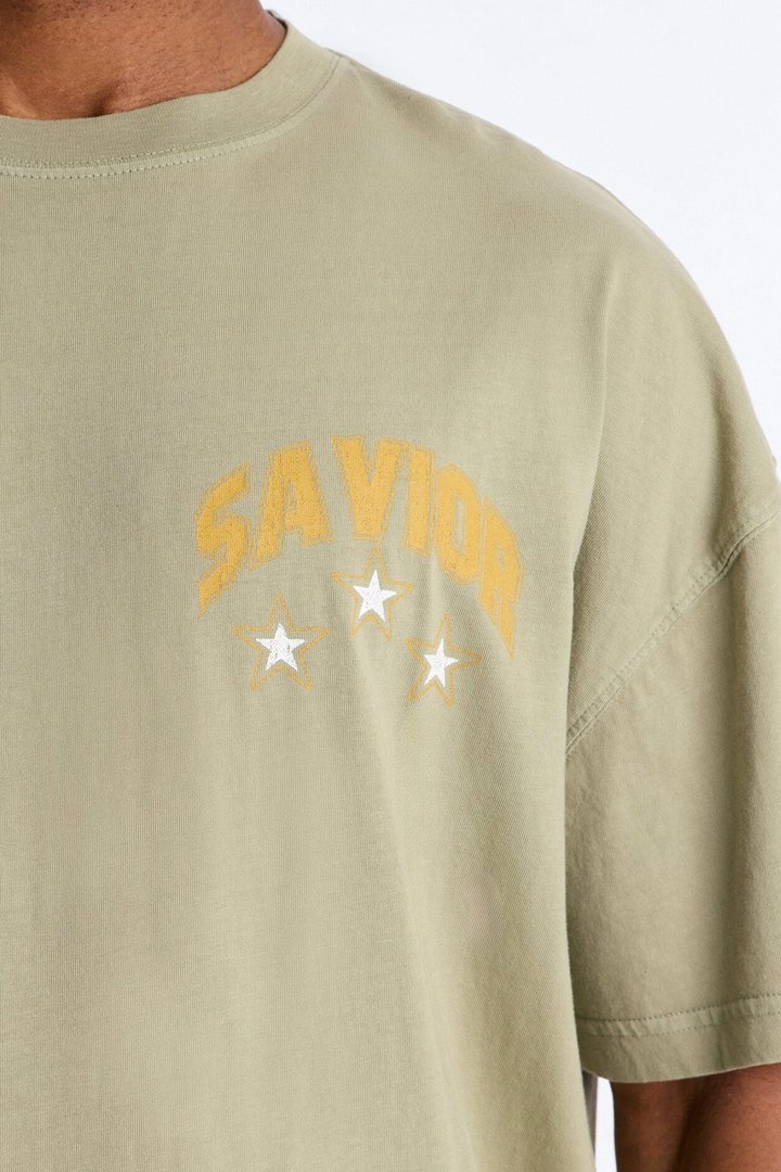 Our Savior Jesus Oversized Short Sleeve Tee - Olive