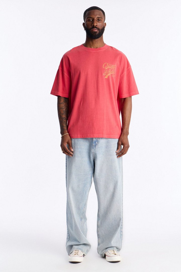 Chicago Athletic Dept Champs Oversized Short Sleeve Tee - Red