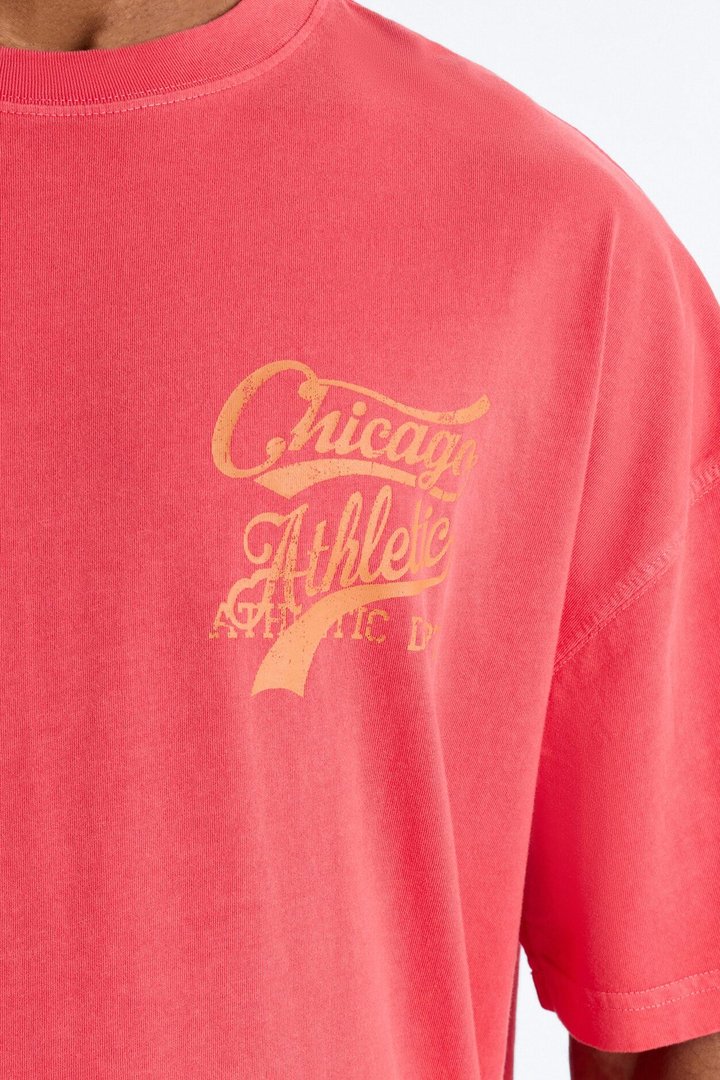 Chicago Athletic Dept Champs Oversized Short Sleeve Tee - Red