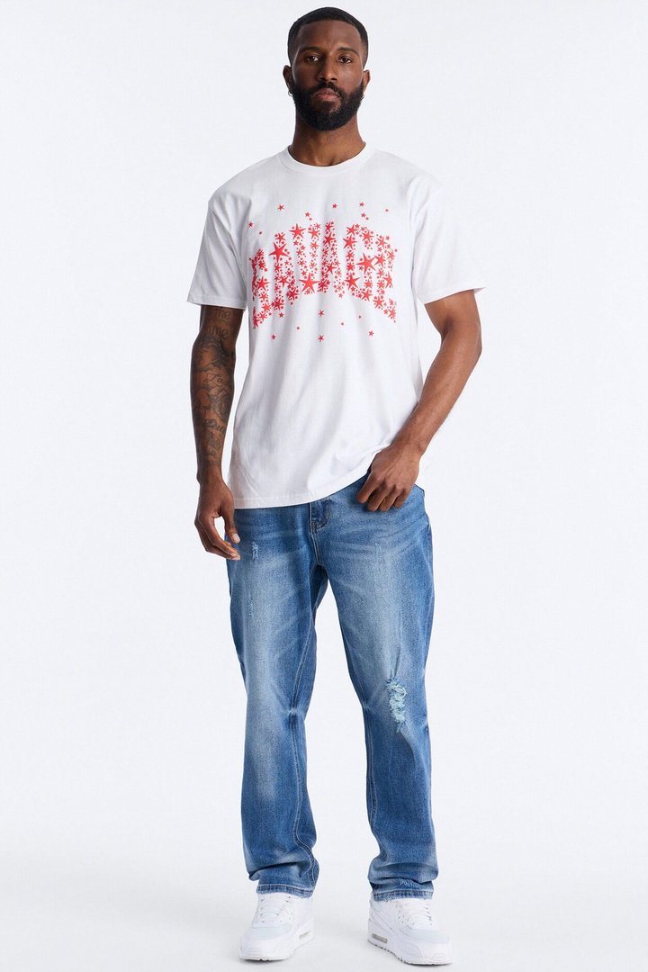 Savage Star Oversized Short Sleeve Tee - White