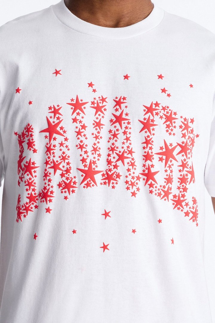 Savage Star Oversized Short Sleeve Tee - White
