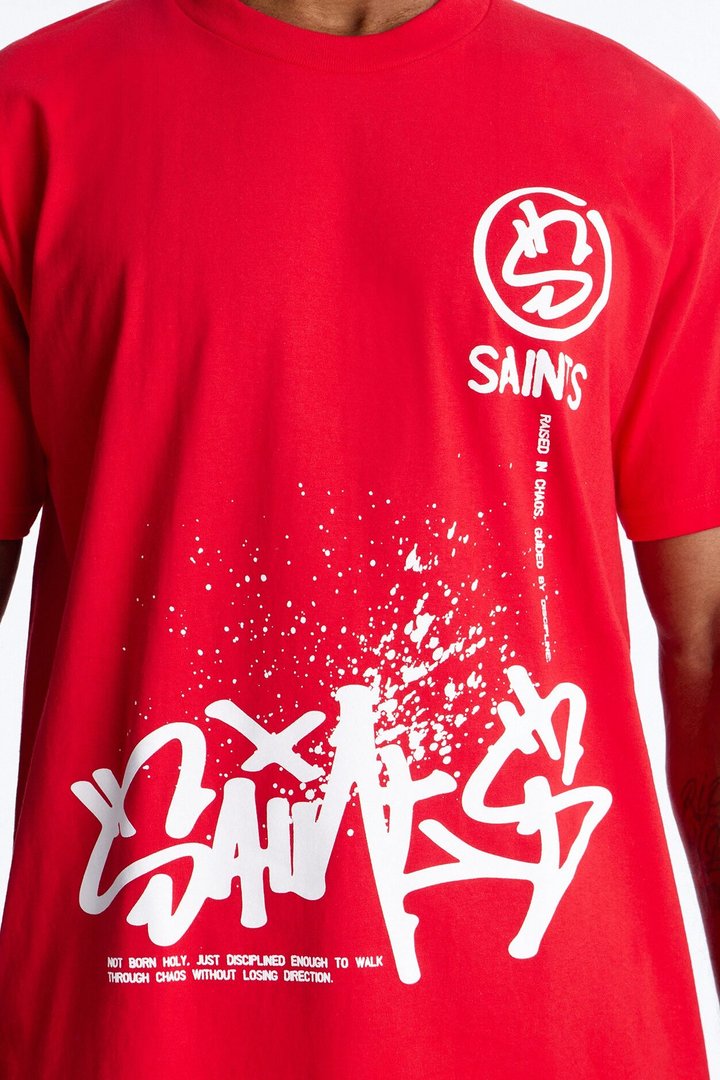 Saints Off The Wall Oversized Short Sleeve Tee - Red