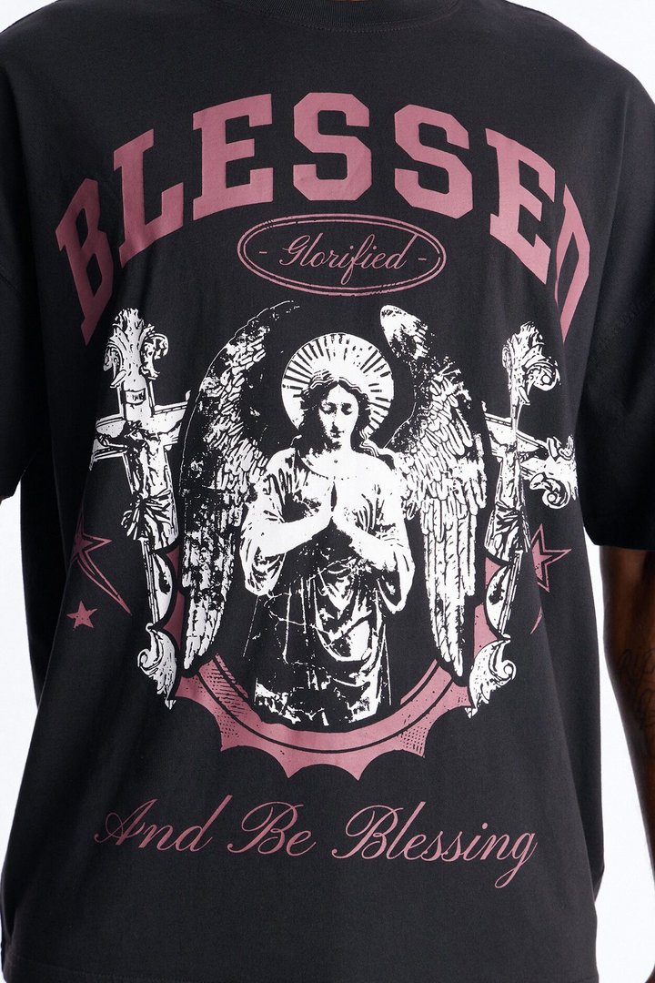 Blessed Glorified Oversized Short Sleeve Tee - Black Wash