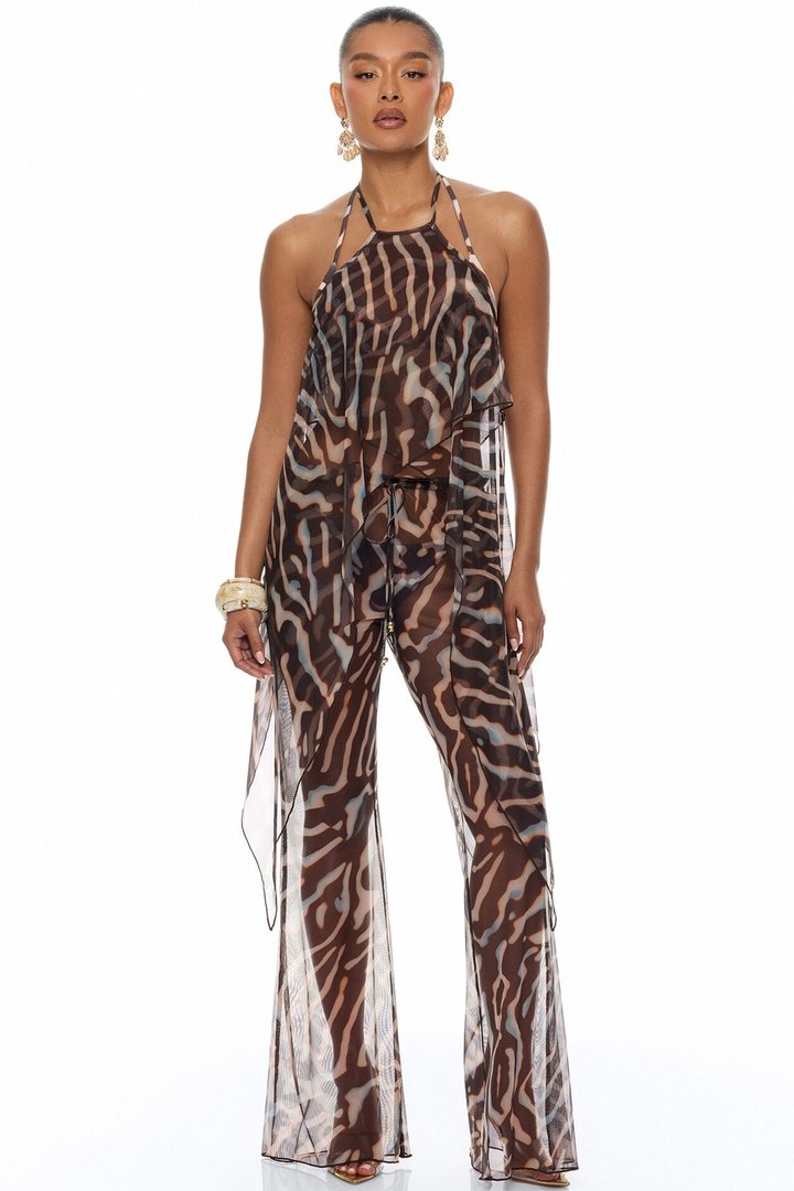 Golden Getaway Mesh Swim Cover Up - Brown/combo